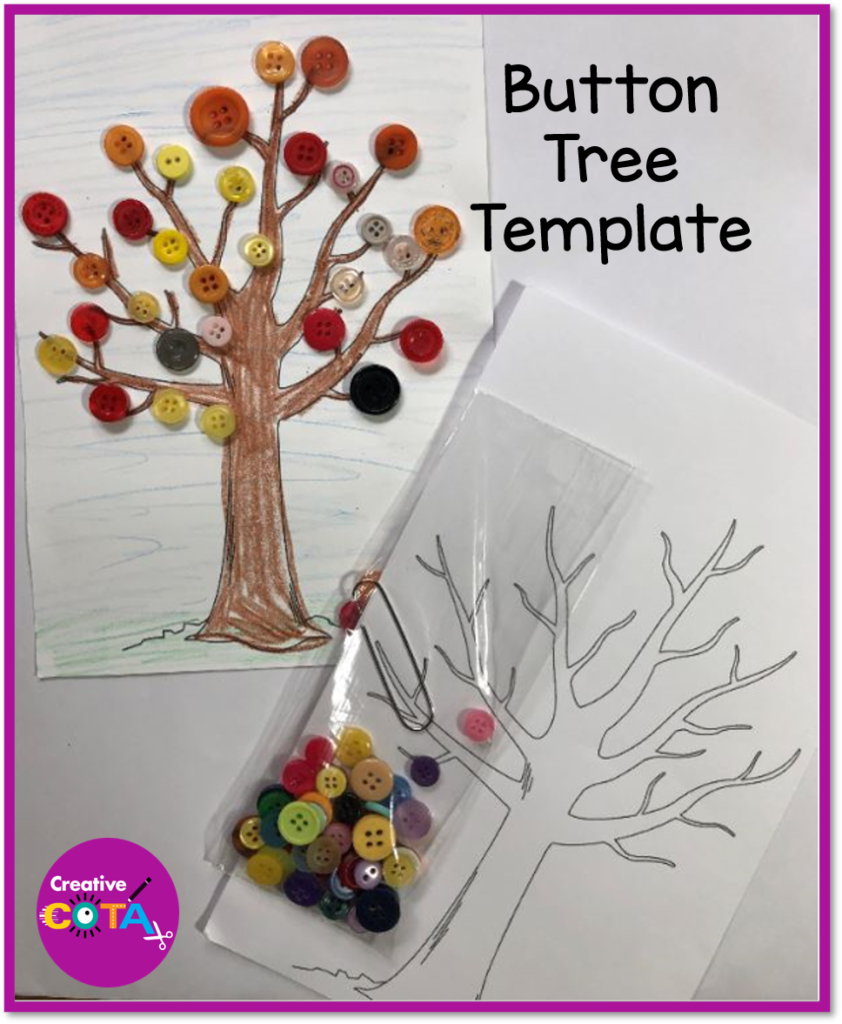 colorful button tree craft for occupational therapy activities