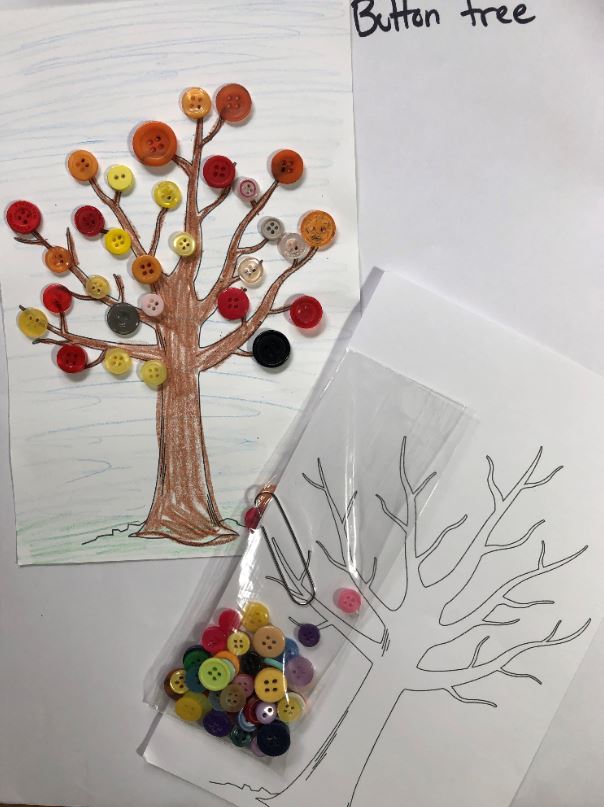 fall button tree craft for occupational therapy