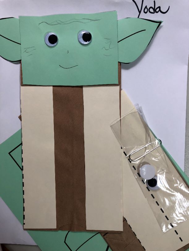 baby yoda star wars paper bag craft craft for occupational therapy