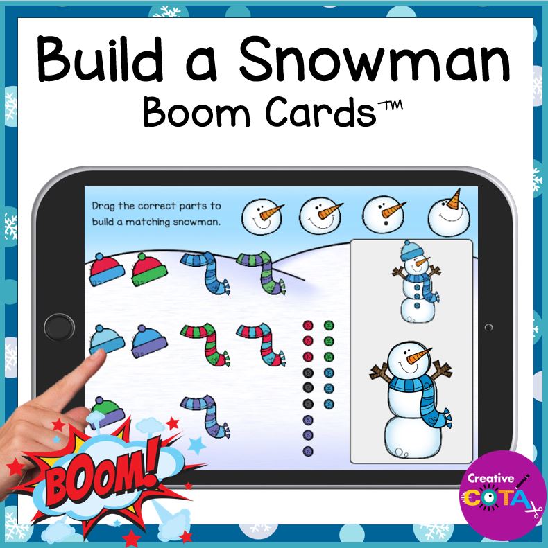 digital boom cards visual perception buid a snowman