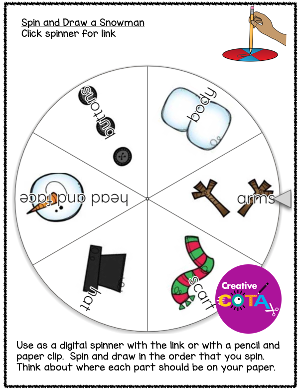 free spin a snowman drawing activity