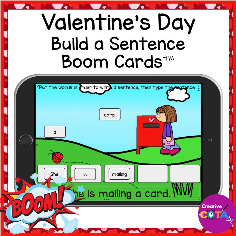 no prep Valentine's day typing and sentence building activity