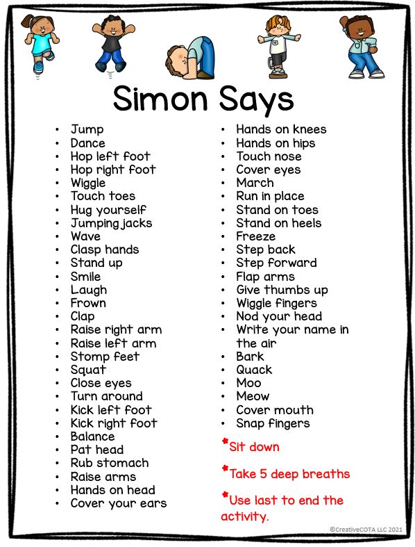 simon says brain break activities for the classroom