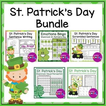 St Patrick's day occupational therapy activities for handwriting social emotional learning sentence building visual perceptual skills