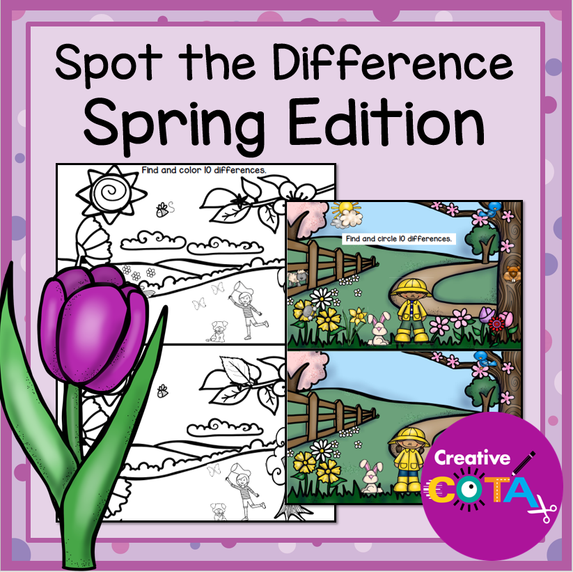 spring spot the difference visual perception occupational therapy activity