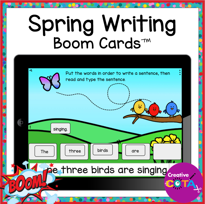 Digital Spring sentence writing keyboarding activity