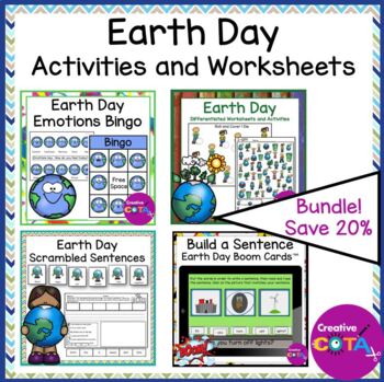 earth day fine motor, writing, visual perception and social emotional learning activities