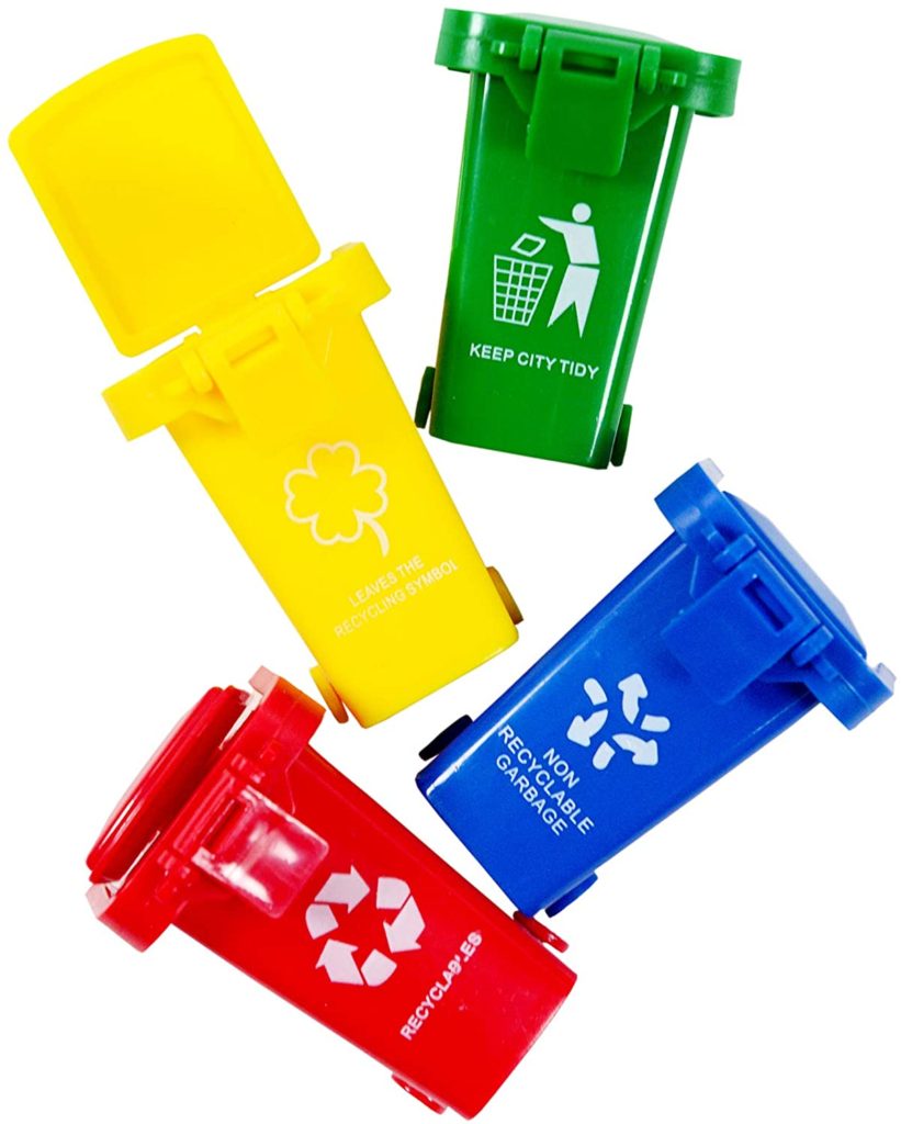 earth day center mini recycle bins for color sorting activities