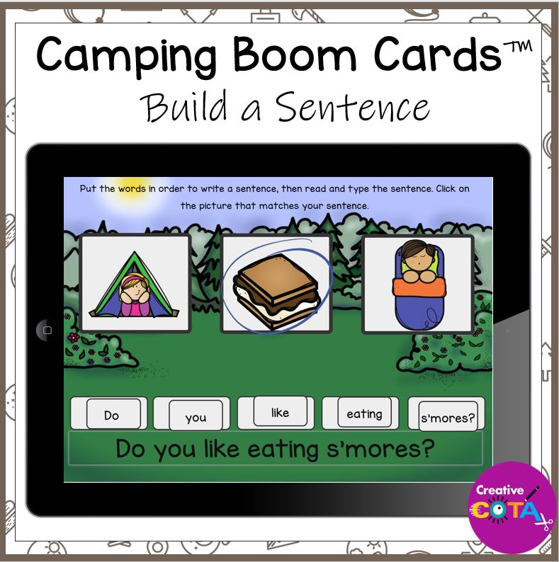 digital end of year, summer school or back to school camping themed writing activities