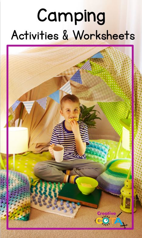 end of year, summer school or back to school camping themed activities for occupational therapy or classroom centers