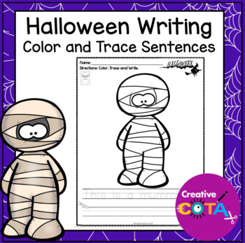 no prep coloring and sentence writing worksheets for Halloween