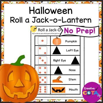 Free Halloween roll and draw activity for a math center or occupational therapy fine motor visual perception activity