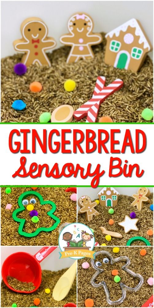 gingerbread sensory bin for occupational therapy