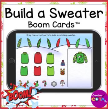 ugly Christmas sweater occupational therapy visual perceptual Boom Cards activities