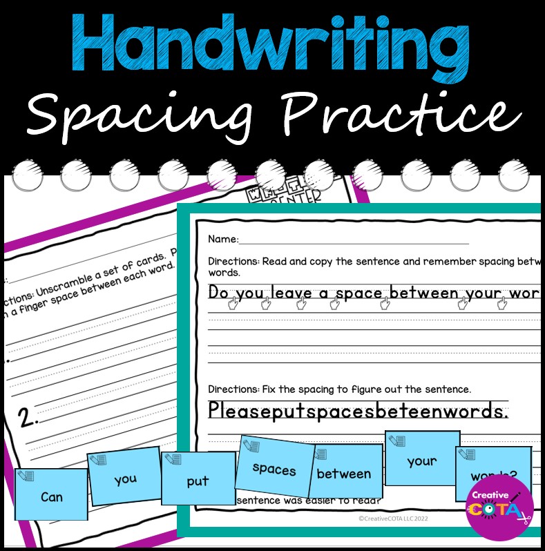 handwriting and fine motor spacing between words and baseline help worksheets