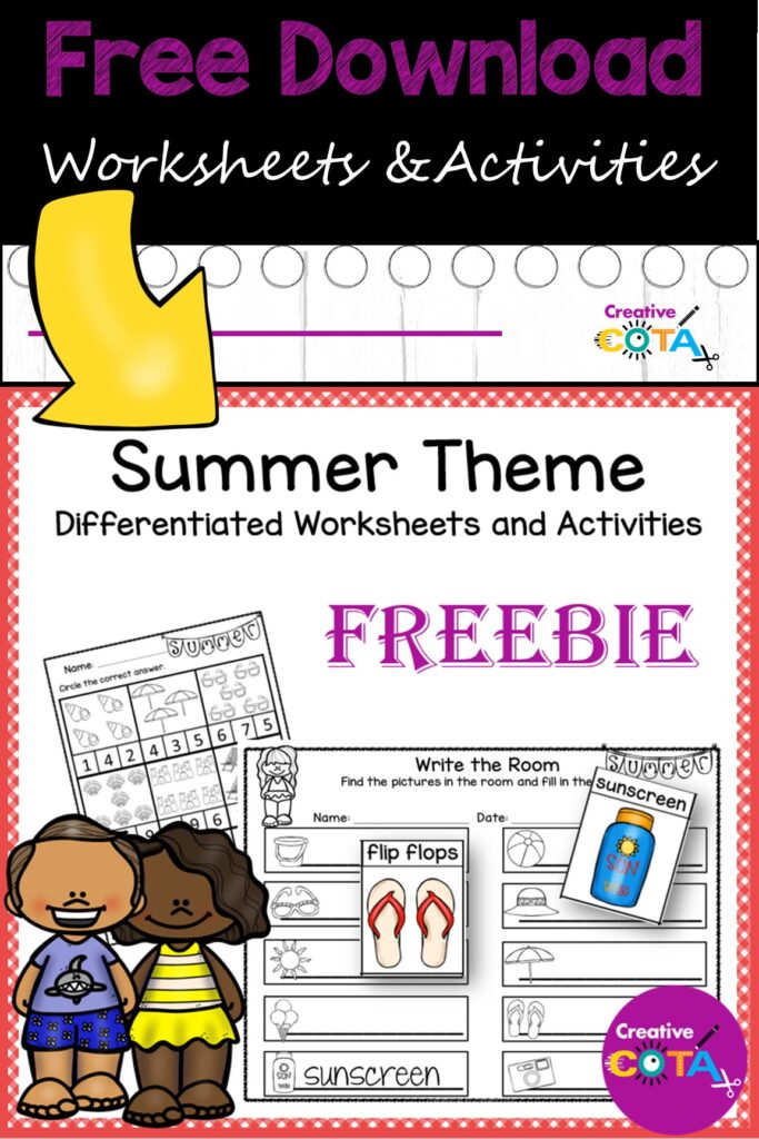 free summer school writing and math activities