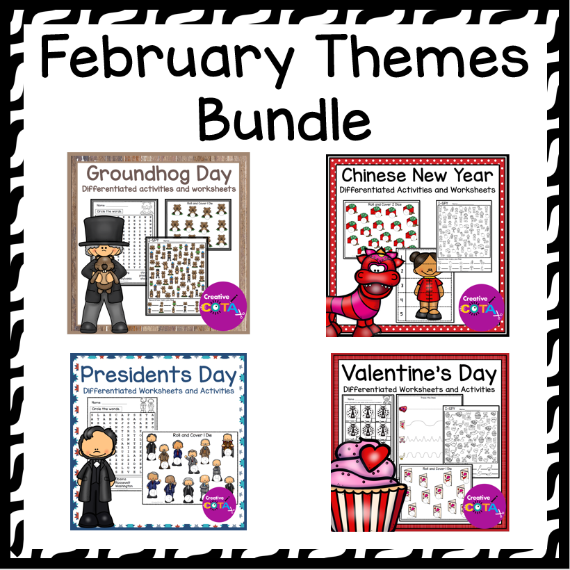 February fine motor and visual perception activities. Valentines day presidents day groundhog day and Chinese new year