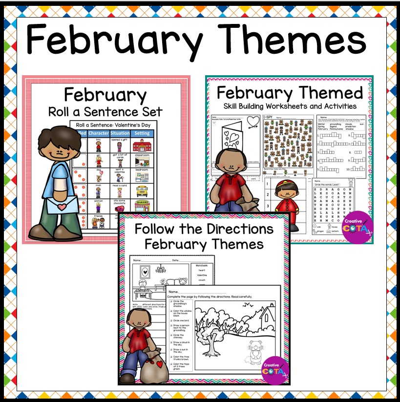 February fine motor following directions and visual perception activities. Valentines day presidents day groundhog day and Chinese new year