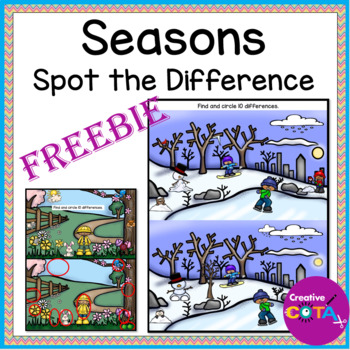 spot the difference worksheets for visual perception winter spring summer and fall