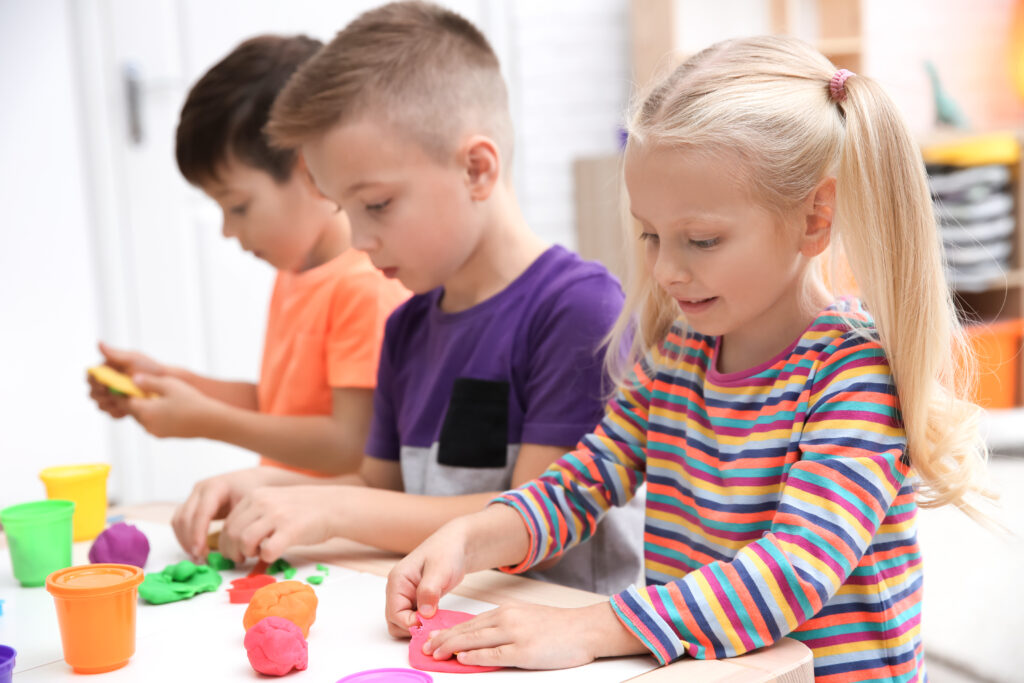 kids enhancing occupational therapy skills fine motor and finger strength using playdough