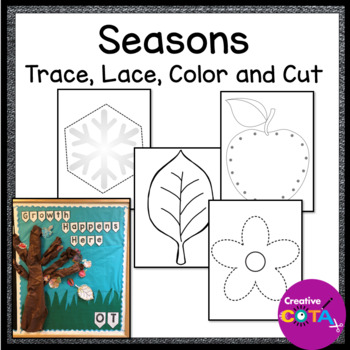 fine motor,  tracing, lacing and cutting practice for a fall, winter, spring or summer school classroom bulletin board