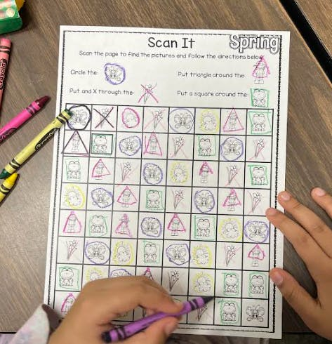 spring visual scanning and prewriting activities