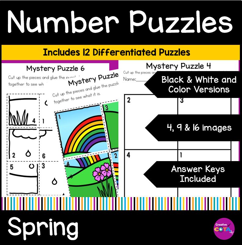 cut and paste spring mystery puzzles for scissor skills