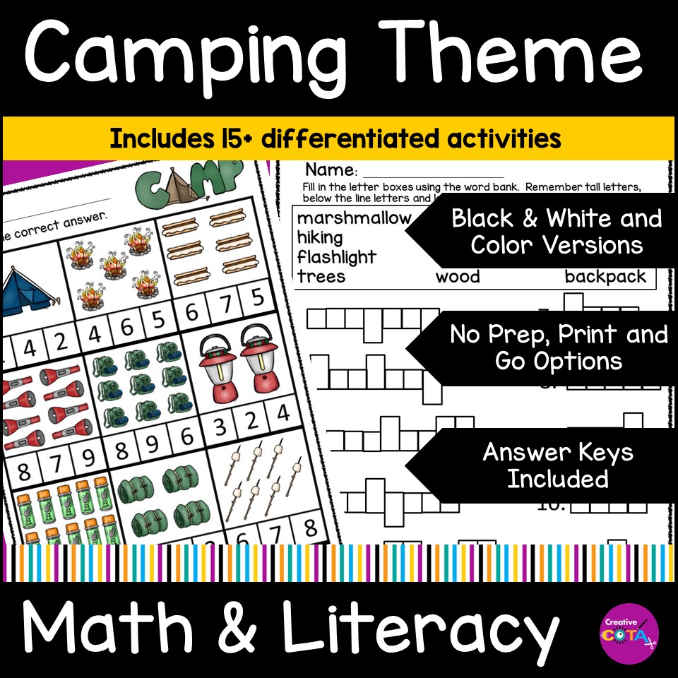 camping theme for end of the year summer school or back to school occupational therapy activities