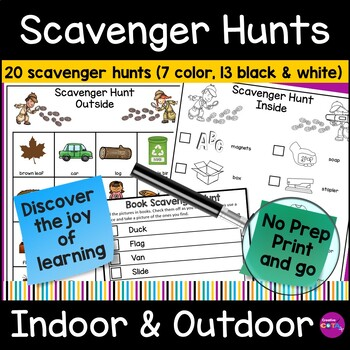 indoor and outdoor nature scavenger hunts for last day of school, first day of school, back to school night 