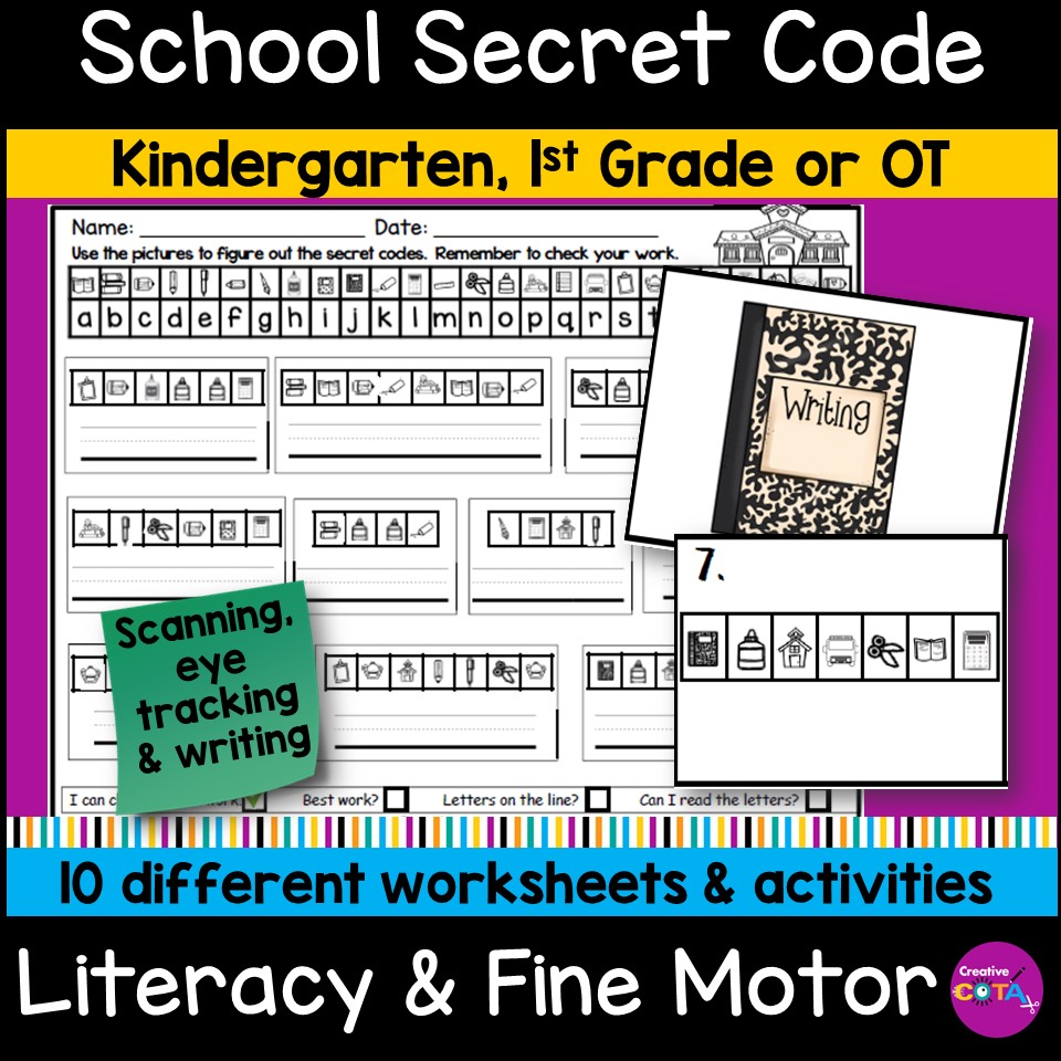 back to school secret code cryptograms for early finishers or occupational therapy handwriting practice