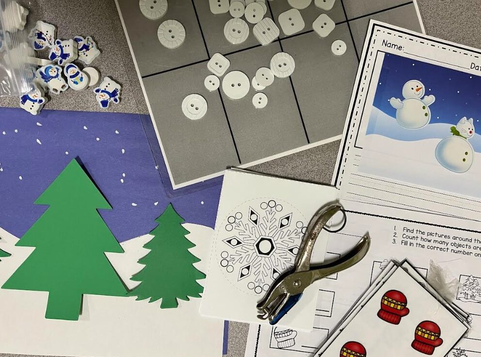 Winter FIne motor visual perception crafts activities classroom and occupational therapy